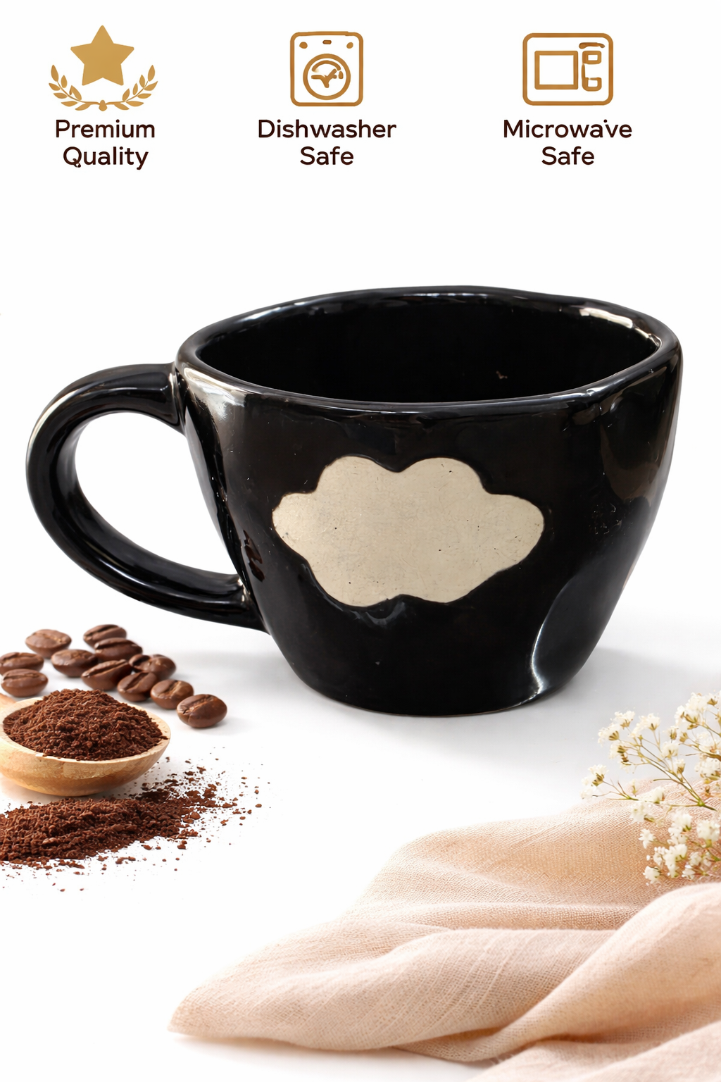 Black Cloud Ceramic Mug – Minimal Aesthetic Coffee Cup